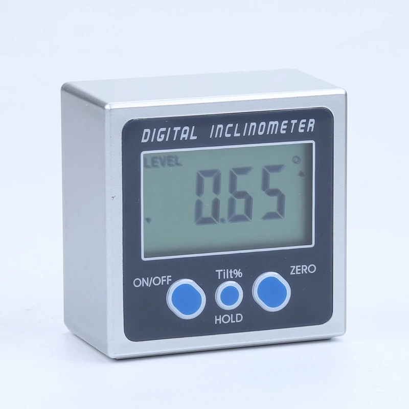 Mini inclinometro digitale PRO 360 gradi goniometro elettronico in lega di alluminio base magnetica misuratore di angolo con scatola smussata