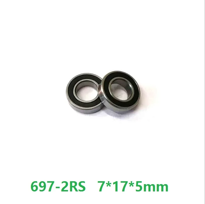 100pcs/lot 697RS 697-2RS 697 2RS RS 7*17*5mm Rubber sealed deep groove ball bearings Miniature Mini bearing 7x17x5 mm