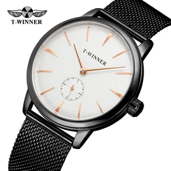 2019 Fashion Winner Top Brand Luxury Business Mechanical Watch Men Silver Mesh Strap Ultra Thin Design Classic Wrist Watches Man