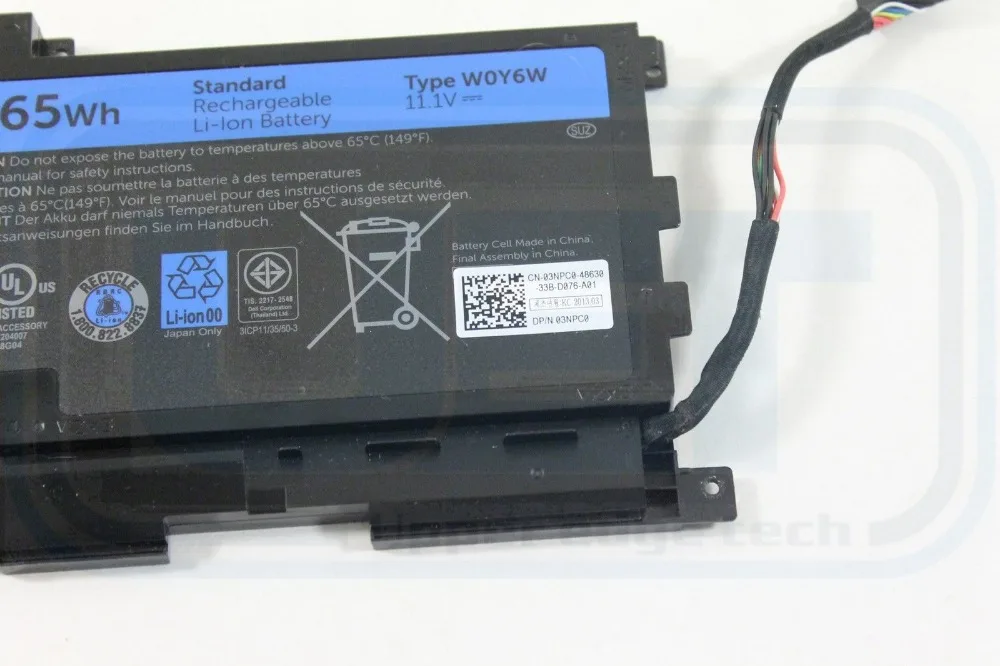 11.1V 65wh original battery W0Y6W for  XPS15-L521X WOY6W bateria