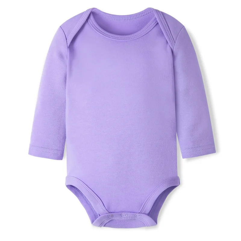 Hooyi Baby Clothes Spring Autumn 100% Cotton Premature Bodysuits Girls Dress Solid Bebe Boys Jumpsuits Long Sleeve Bottom Shirt