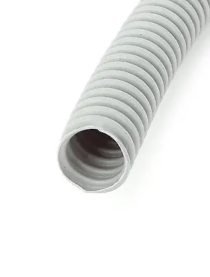 Gray Plastic 16mm x 12mm Flexible Corrugated Conduit Pipe Hose Tubing 2M Long