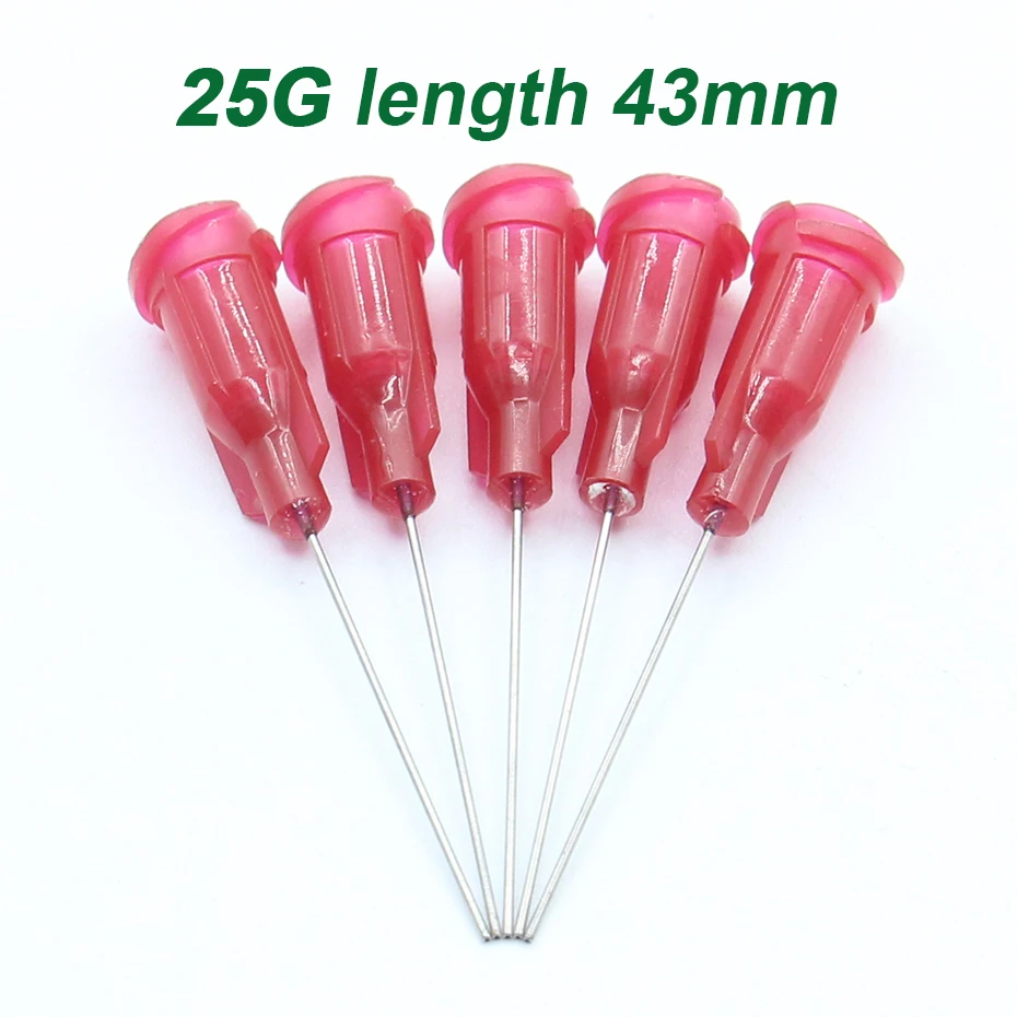 50pcs 25G length 43mm Precision passivated S.S. Dispense Tip with PP Safetylok hub, glue dispenser needles