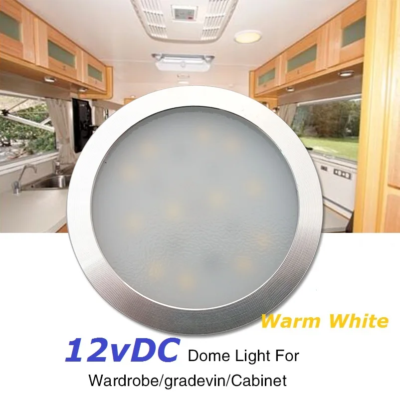 12v DC LED Warm White Down Light Under Cabinet Wardrobe Showcase Lamp with 1m Wire Caravan RV Interior Roof Kitchen Dome Licht