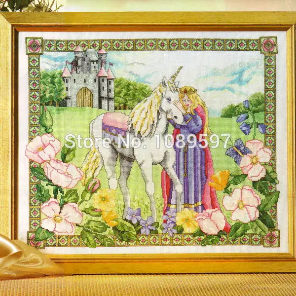 

Fishxx Cross-Stitch,Col116-4 cartoon god beast princess unicorn] fairy tale water,100% accurate pattern,11CT,