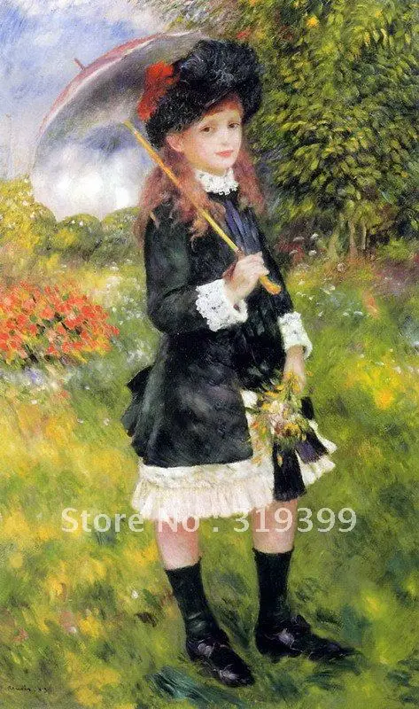 

Oil Painting Reproduction on linen canvas,young girl with a parasol by pierre auguste renoir, Free DHL Shipping,handmade