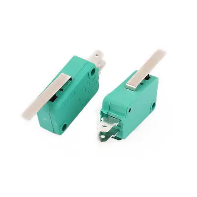 10Pcs Momentary Long Lever Arm SPDT 1NO 1NC Long Life Micro Limit Switch Green KW3-0Z Hinge Lever Length 28mm