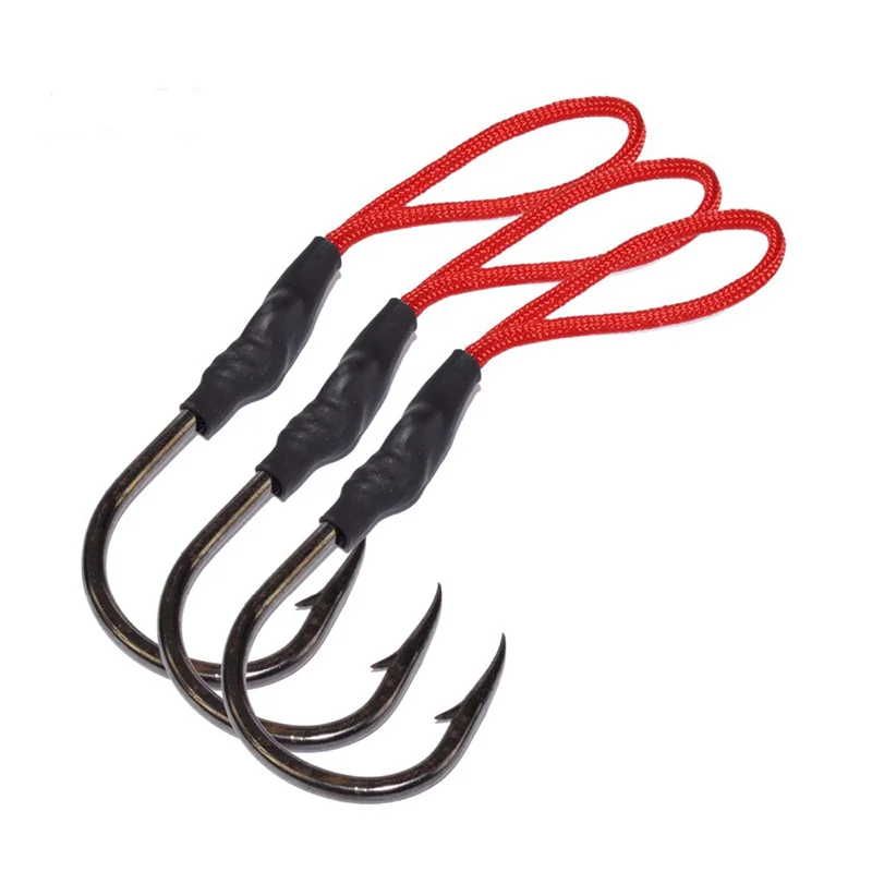 10pcs/lot 1/0 - 10/0 high carbon fishing hook Stainless Steel Jigging Fishing Hook With PE Line Saltwater Jig Assist Fish hook