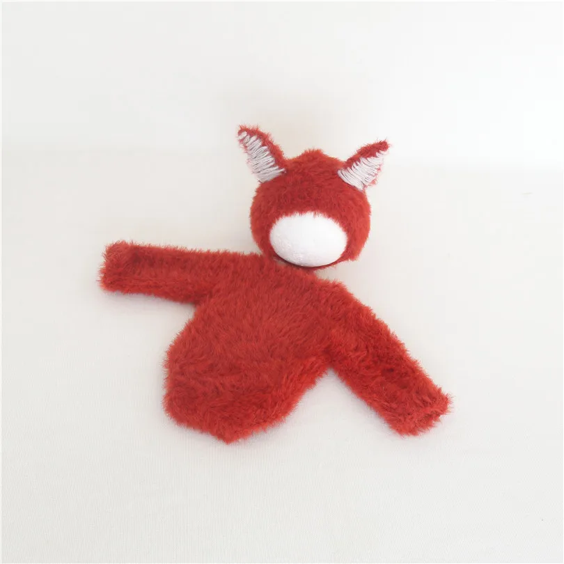 Fluffy Fox Hat And Diaper Outfit Newborn Knit Romper Photo Props Baby Footed Fox Romper Newborn Photography Props