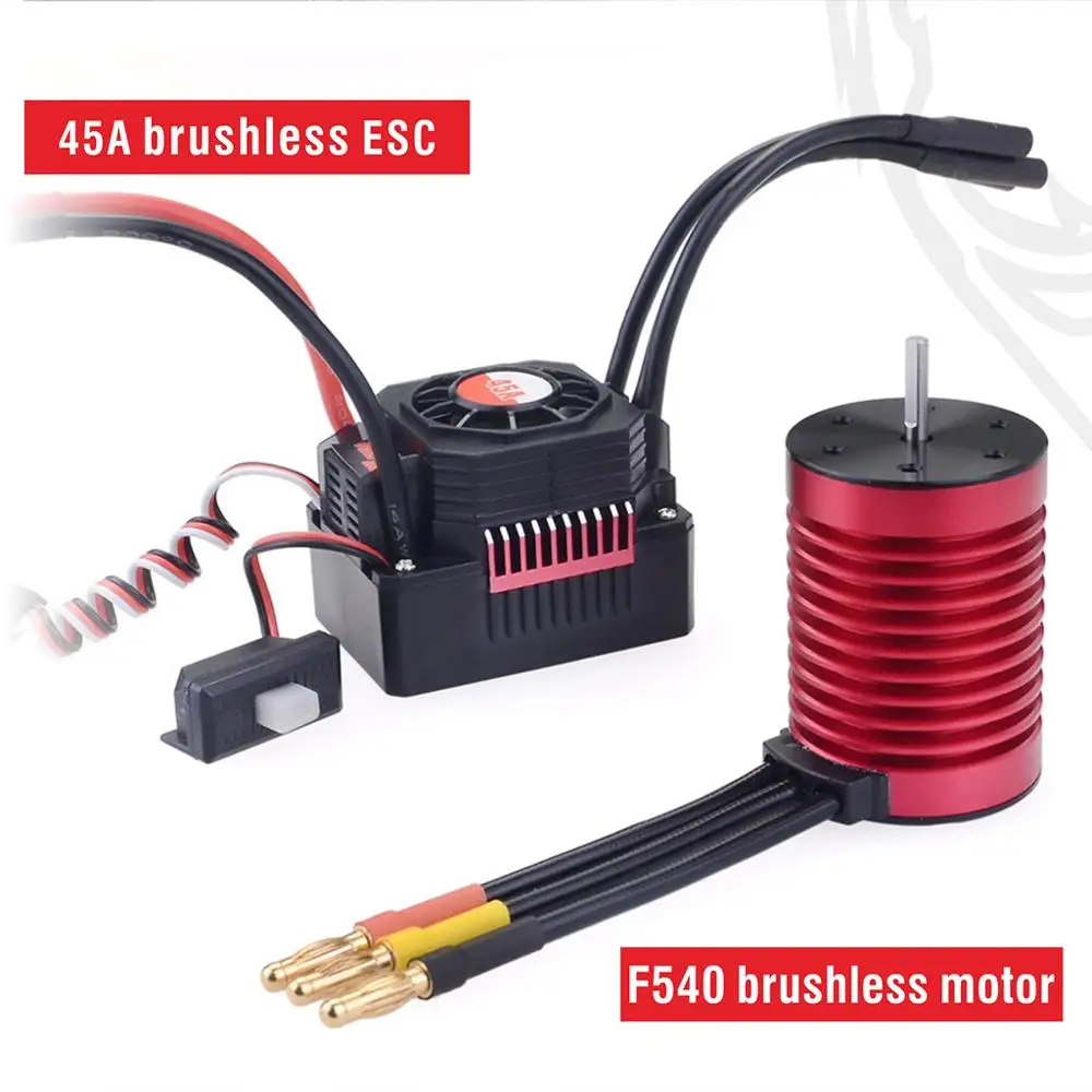 SURPASS HOBBY KK Waterproof Combo F540 3000KV 4370KV Brushless Motor w/ 45A Brushless ESC for 1/10 RC Car / Tamiya Axial Redcat