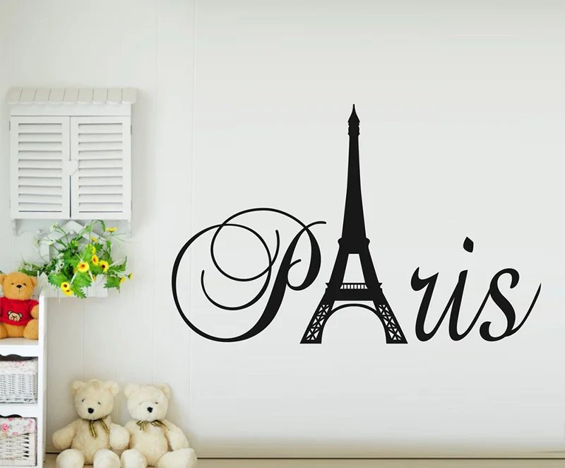 Paris Art Eiffel Tower Removable Vinyl Wall Stickers Decals Quote Living room bedroom background Home Decor 37x60cm