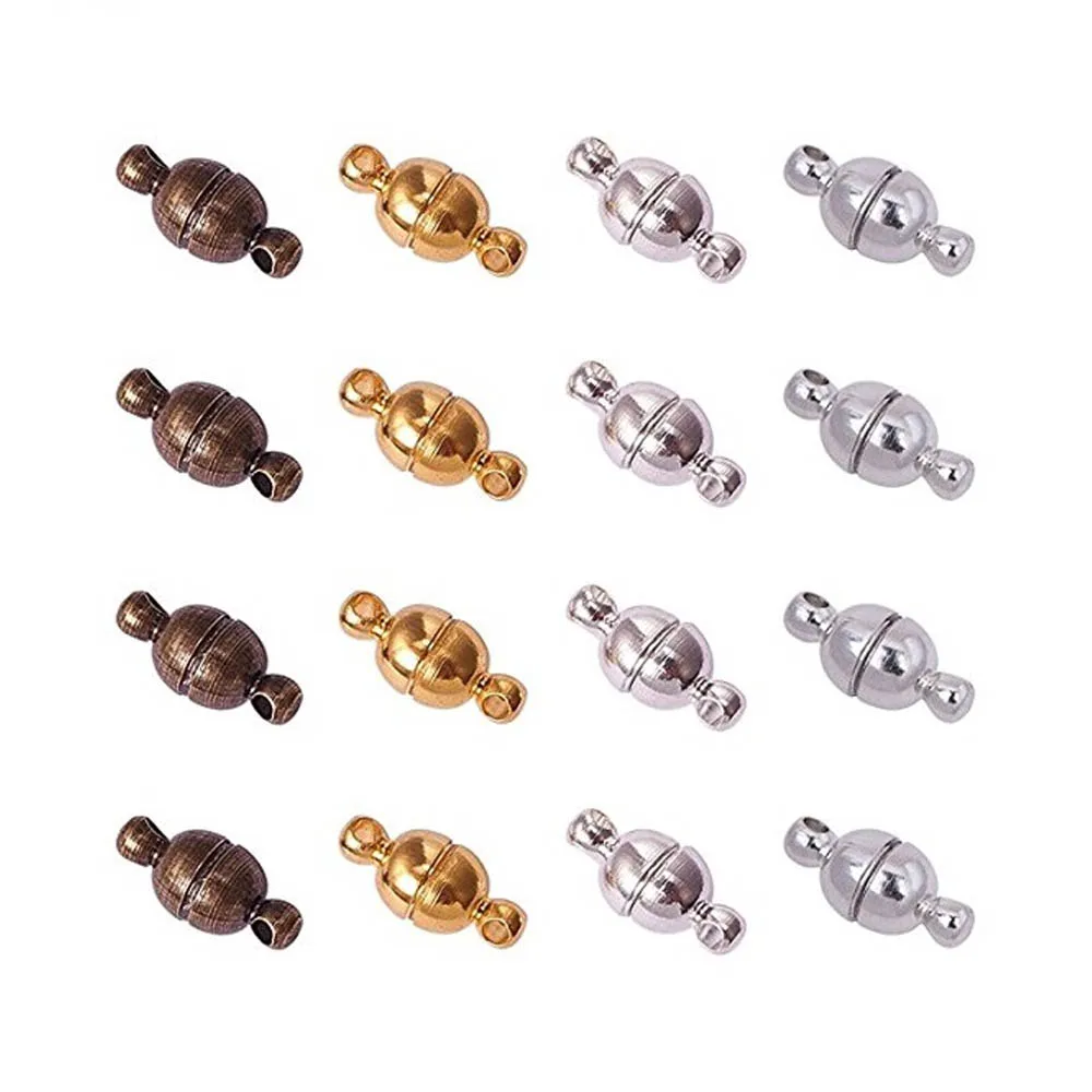 Pandahall 100 Sets 11x5mm Oval Round Brass Magnetic Clasps Connectors DIY Jewelry Findings Accessories Nickel Free Components