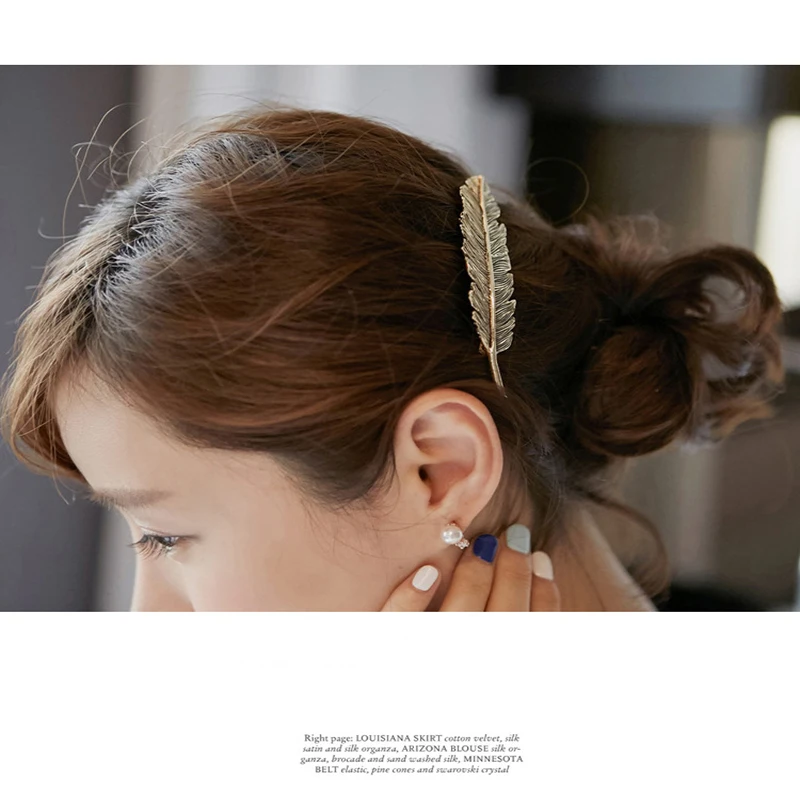 Women Hair Accseeories Cute sweet hairpin classic Leaf alloy spring bobby pin duck bill clip