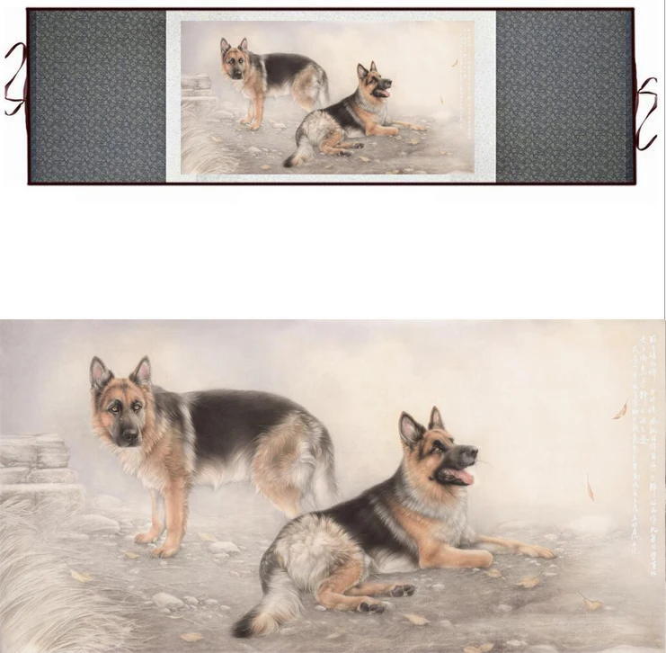 

Dog silk art painting Chinese Art Painting Home Office Decoration Chinese dog painting dog picture