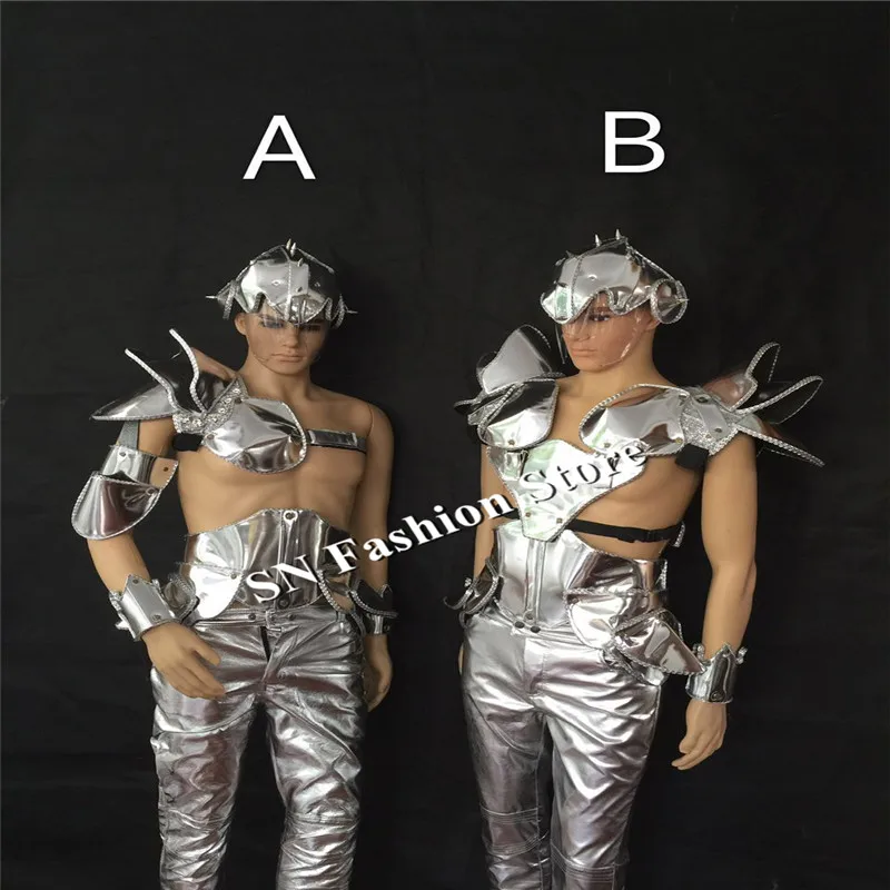 AS85 Mens stage costumes show ballroom dance costume performance catwalk clothing bar party ktv mirror shoulder led supplies