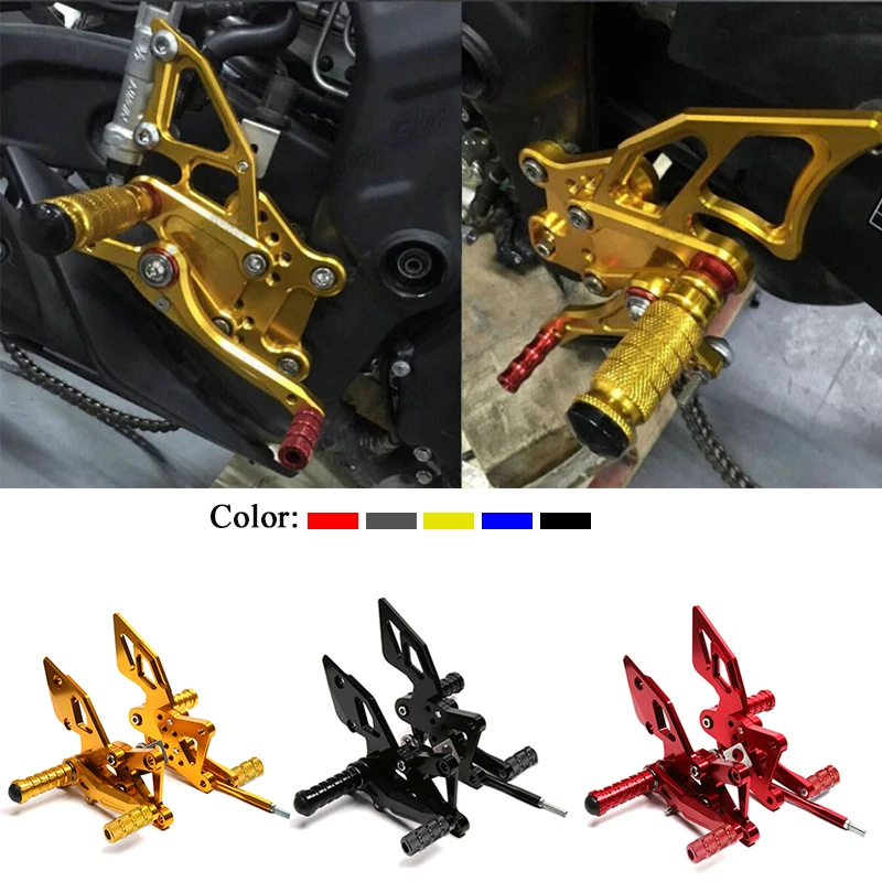 For Yamaha R3 R25 YZF-R3 Motorcycle Accessories CNC Aluminum Alloy Adjustable Rider Rear Set Rearset Footrest Foot Rest Pegs