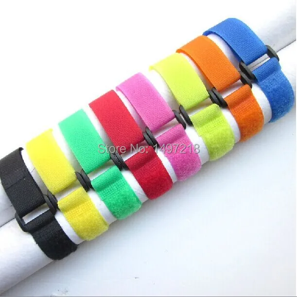 5pcs 2 x 120 cm colorful Nylon Cable Ties Reusable Wire Organizer Strap Hook and Loop Fastener Tape with Plastic Buckle