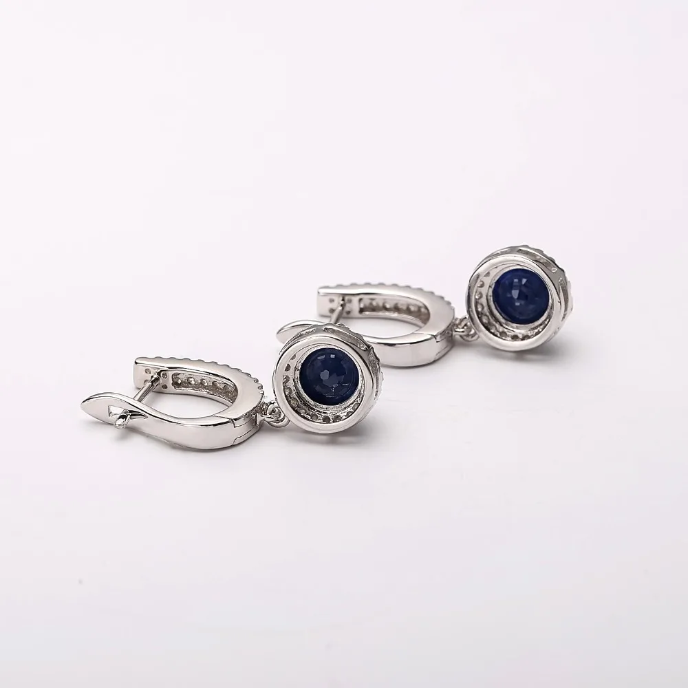 Gem\'s Ballet Natural Blue Sapphire Pure 925 sterling silver Charms Drop Earrings Fine Jewelry For Women  Vintage Fashion
