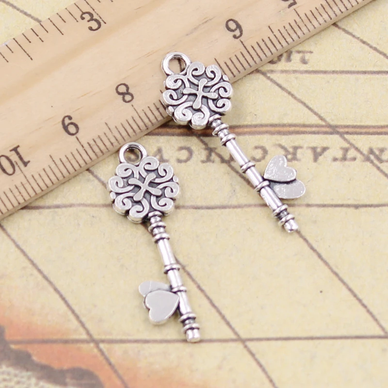 20pcs Charms Retro Treasure Chest Key 34x10mm Tibetan Silver Color Pendants Antique Jewelry Making DIY Handmade Craft