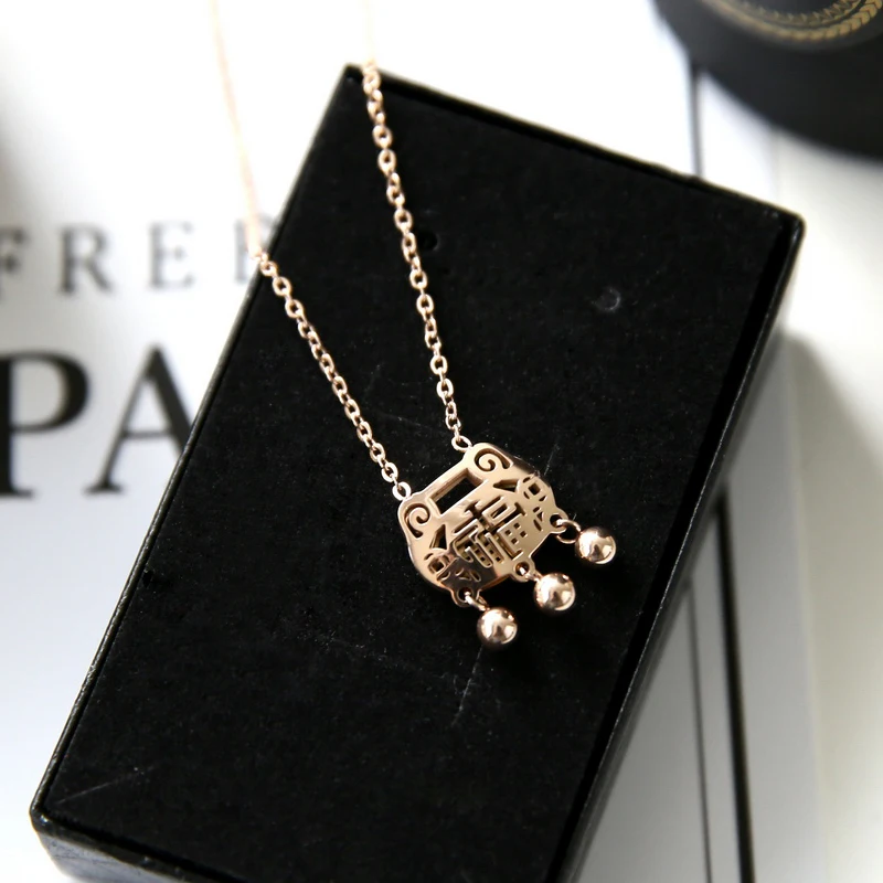 YUN RUO Rose Gold Color Longevity Lock Pendant Necklace for Woman 316L Stainless Steel Jewelry Never Fade Hot Sell DropShipping