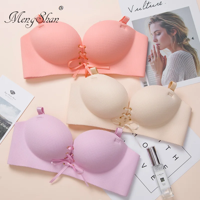 

New one-piece lattice Pull rope Pull B Bandage Bras Massage Granule Palm Cup Comfortably gather girls'underwear 85A 85B 85C 80C