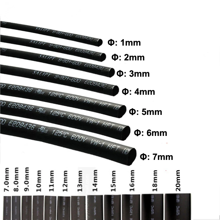 غلاف عازل صديق للبيئة بطول 10 أمتار ، أنبوب انكماش حراري أسود ، لوحة نيكل ، أنبوب انكماش إلكتروني