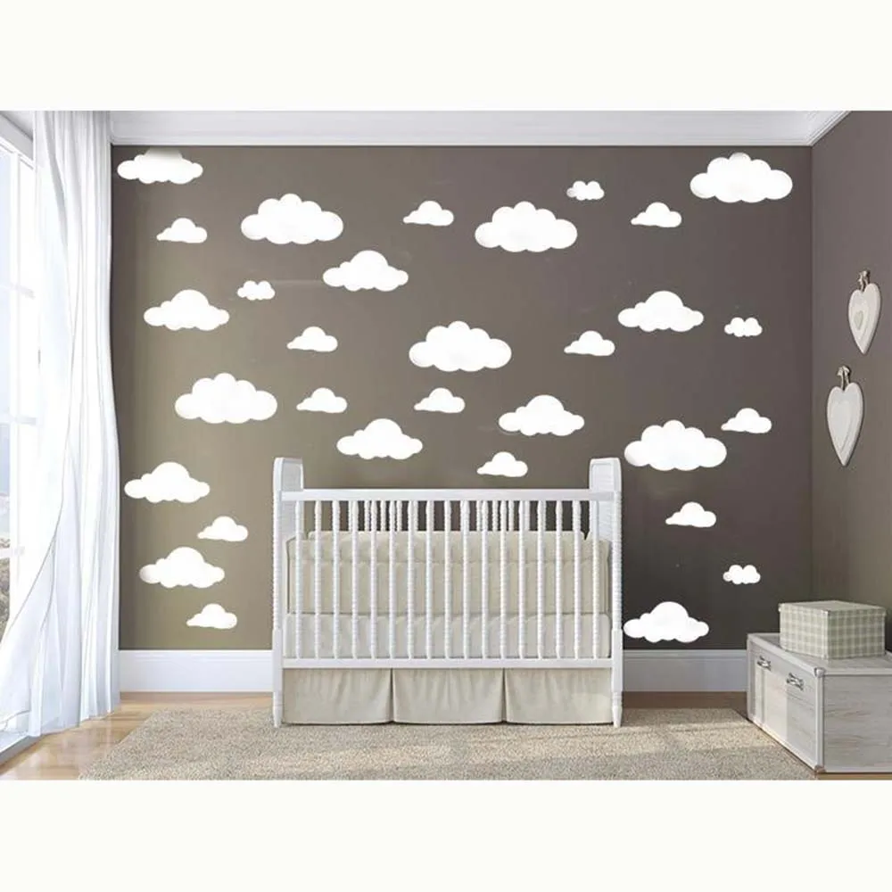 48pcs Cartoon Cute Clouds Wall Stickers For Kids Child Rooms Boys Girls Gifts Art Mural Wardrobe Decoration Vinyl Wall Decals