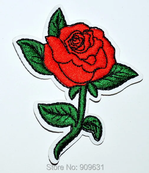 

New ! Red roses flower floral bouquet retro boho applique iron-on patch