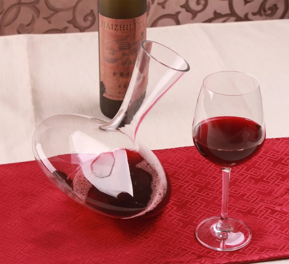 

1PC Bar Tools 1200ml Elegant Lead-free Crystal Glass Wine Decanter Red Wine Carafe Aerator Wine Pourer JS 1107