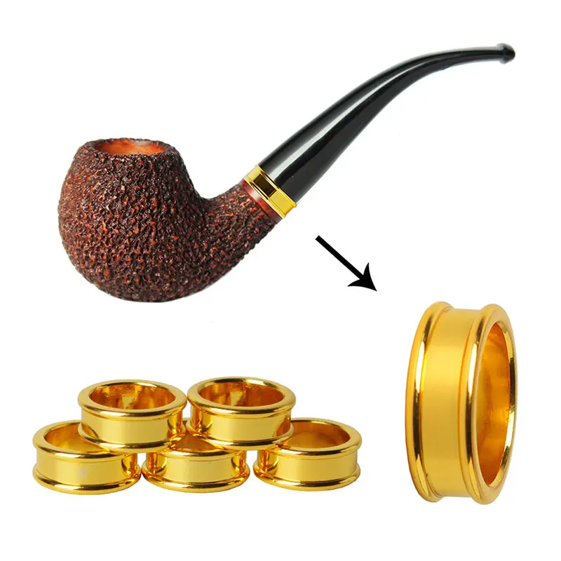 

MUXIANG 10 Pc/lot Golden Plated Copper Ring DIY Pipe Making Tools Protecting Smoking Tobacco Pipe Decoration Hoop jh0014