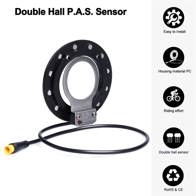 Waterproof Electric Bicycle Pedal Assist Sensor E bike Double Hall 12 Magnet Left/Right Side PAS System DIY eBike Modified Parts
