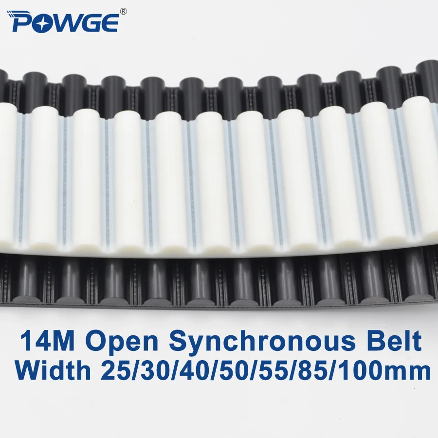 

POWGE PU Arc HTD 14M Open Timing belt Width 25/30/40/50/55/85/100mm Polyurethane steel 14M-50mm HTD14M Synchronous Belt pulley