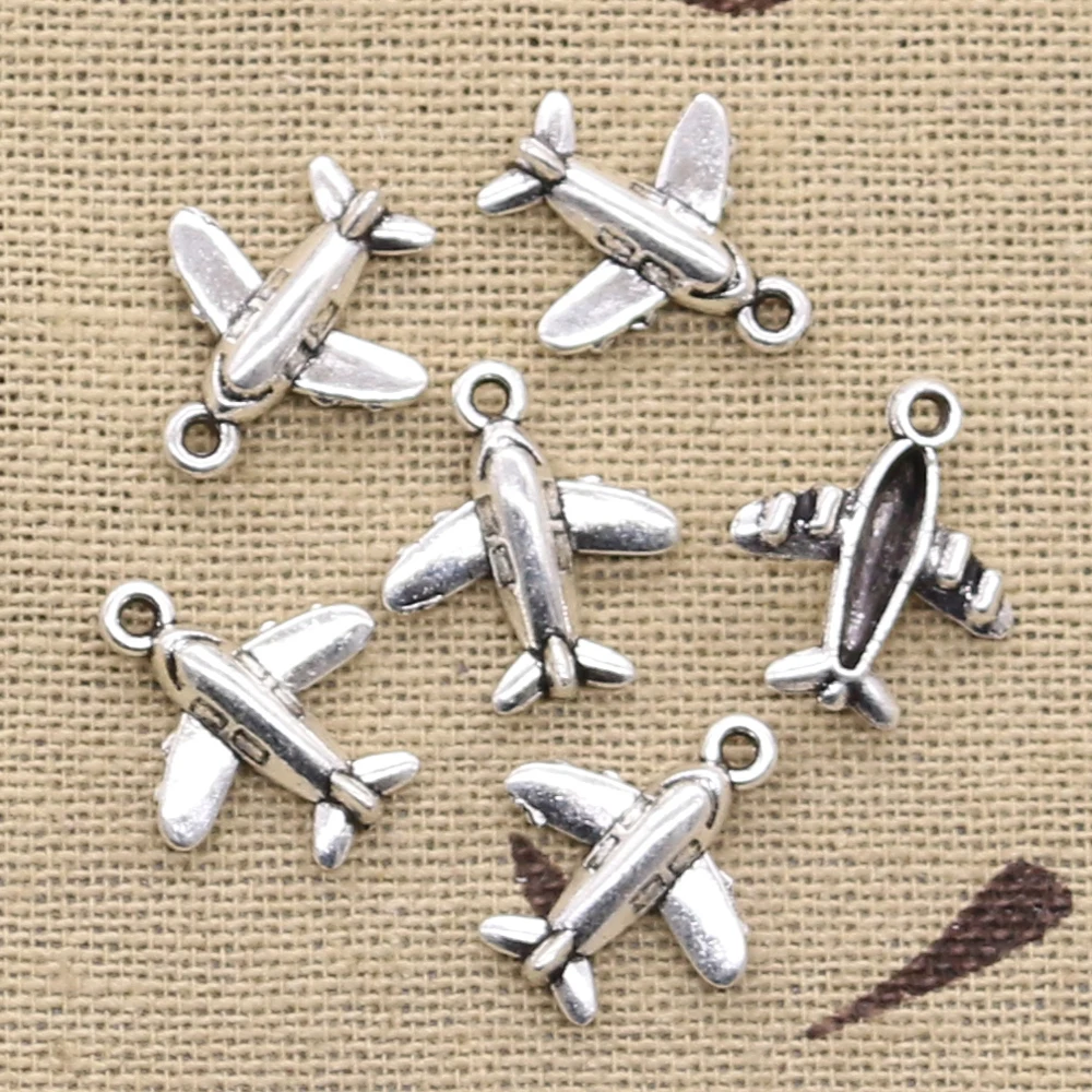 30pcs Charms Lover Plane Airplane 15x14mm Antique Making Pendant fit,Vintage Tibetan Silver color,DIY Handmade Jewelry