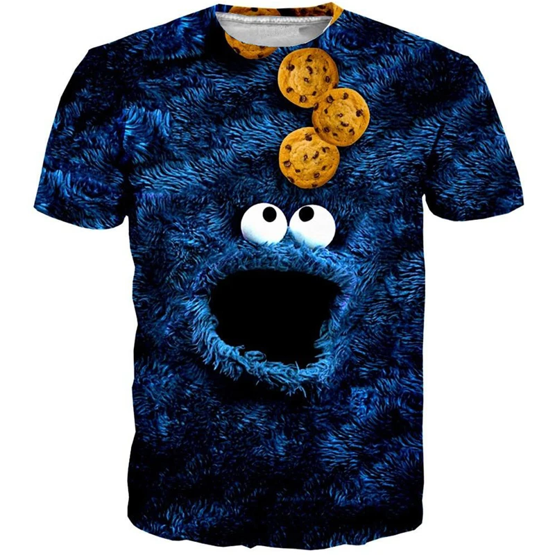 

YX Girl 2019 Summer Unisex Tops Tees Funny COOKIE MONSTER T-SHIRT For Men Women Short Sleeve O-neck T shirt Streetwear Dropship