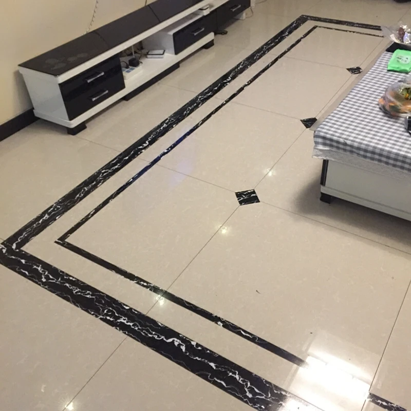 PVC Waterproof Waistline Wall Sticker Door Frame Window Sill Decoration Self-Adhesive Living Room Tile Waveguide Line Wallpaper