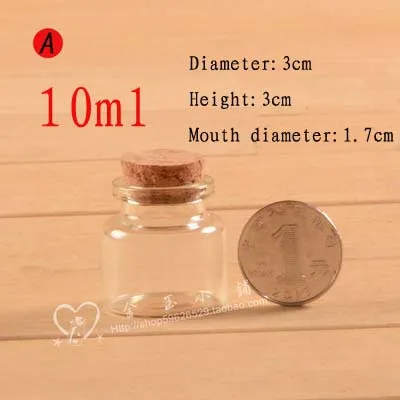 

Capacity10ml small 60pcs glass vials,10 ml empty Glass Bottles ,Cork Oil Clear Pyrex Vial Wishing storage bottles ,glass jars