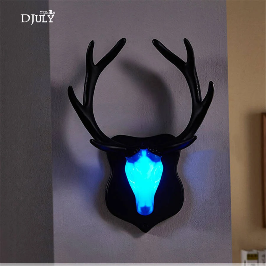 

art deco Deer Head led wall lamp for ktv bar Aisle creative living room decoration abs antler wall sconces light bedroom lamp