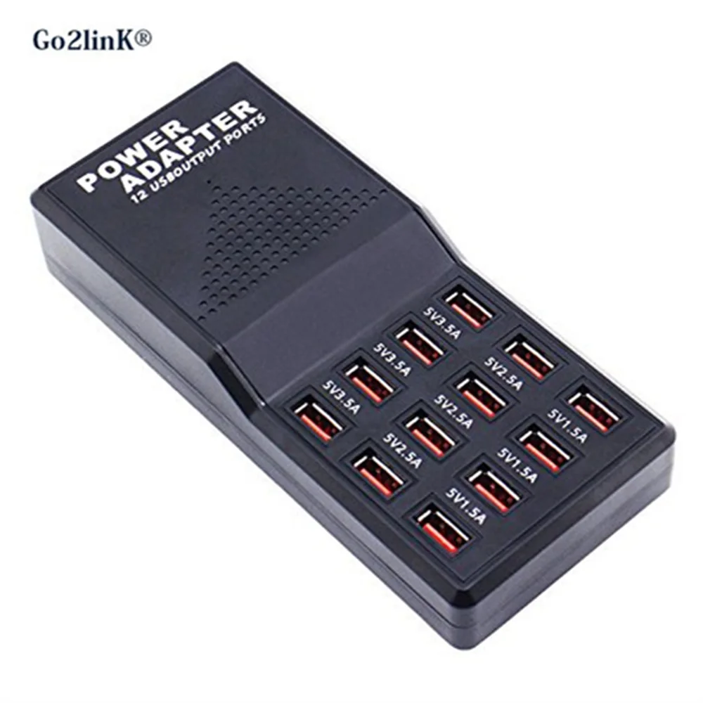 Go2linK 12 Ports USB Desktop Rapid Charger Output Compatible Smart Power Adapter for Iphone for Ipad Mobile Phone/Tablets