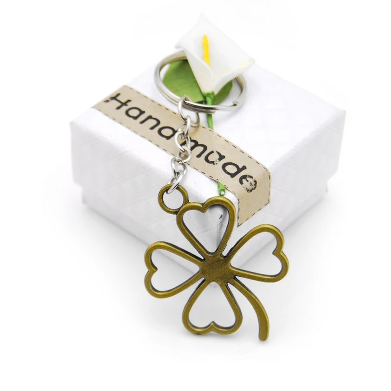 Original Lucky Four Leaves Clover Key Chains New Fashion Bag Buckle Pendant For Car Keyrings KeyChains Women Jewelry Men Gift