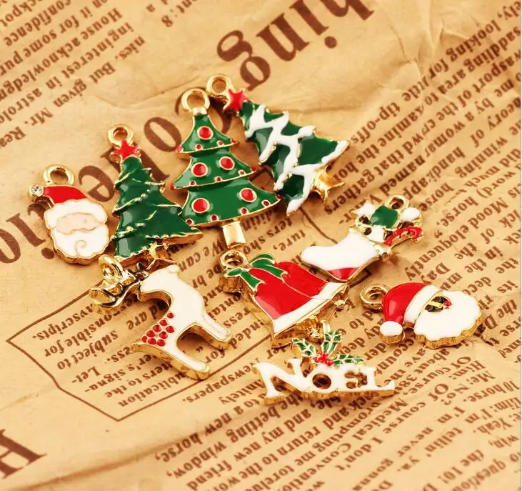 Christmas series Diy accessories K gold drip alloy accessories Bracelet pendant accessories Hair accessories free shipping CT10