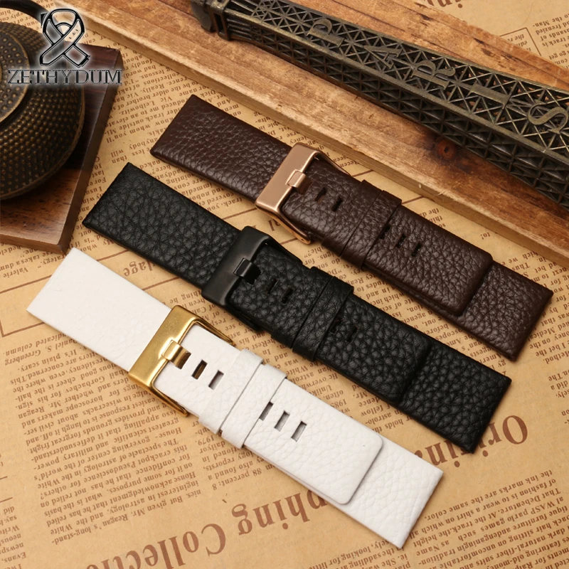 Men\'s watchband 22 24 26 27 28 30mm watch bracelet For diesel watches band black Brown white genuine Leather watch band