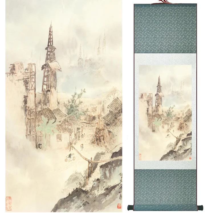 

landscape painting Home Office Decoration Chinese scroll painting mountain and River paintingPrinted painting042608