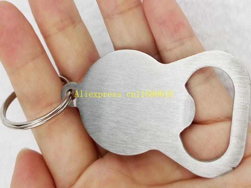 1000pcs/lot Fast shipping Gourd Shaped Keychain keyring opener Stainless Steel Beer Bottle Opener