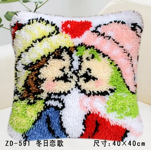 Cartoon lovers Latch flowers bear dog Hook kits pillow cover hand craft embroidery DIY Crocheting handmade needlework supplies