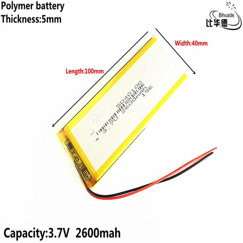 Litowa bateria energetyczna dobrej jakości 3.7 V, 2600 mAH, 5040100, polimerowa bateria litowo-jonowa/akumulator litowo-jonowy do TOY, POWER BANK,