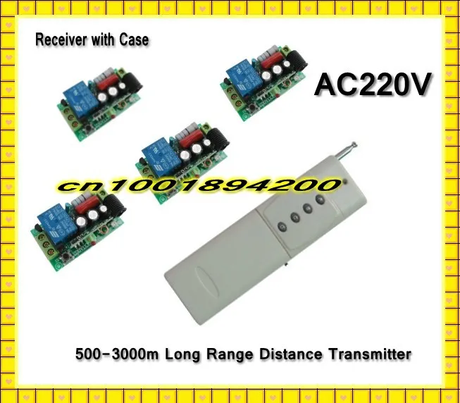 

AC220V Long Distance Remote Control Switch System 500-3000m Transmitter + 10A Receiver Learning Code Momentary Toggle Latched