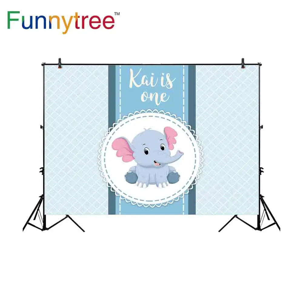 Funnytree background for photo studio Elephant cartoon kids lattice baby shower kids photography backdrop photobooth printed