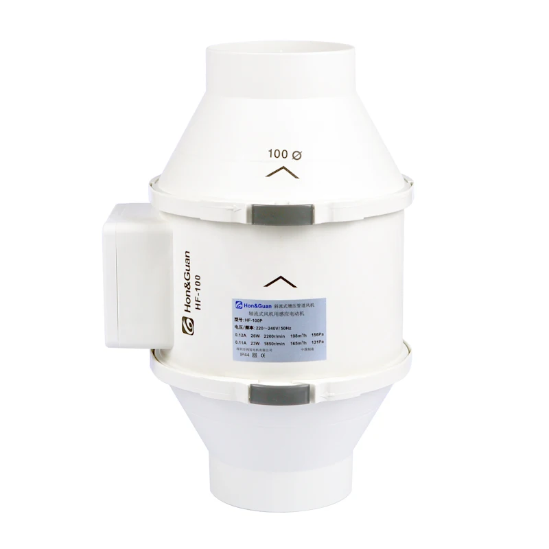 キッチンとバスルーム用のプラスチック製排気ファン,排気管付き4インチブースターファン,インラインダクト,220v