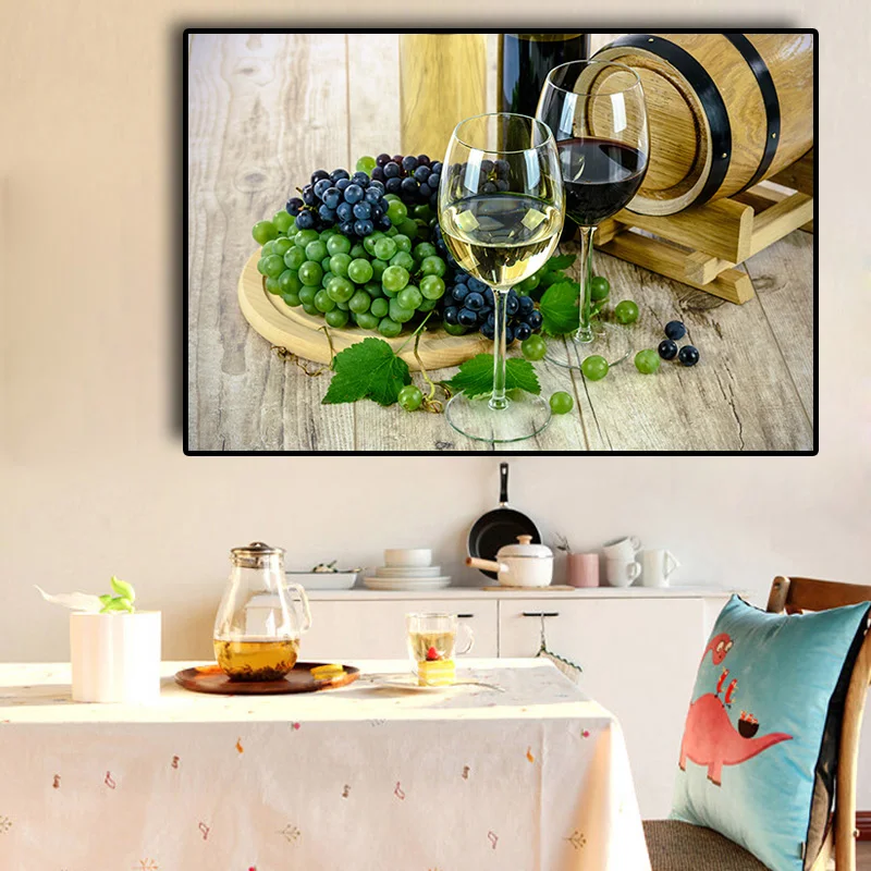 

Wine Glass Grape Canvas Painting Posters and Prints Scandinavian Modern Nordic Wall Art Picture for Living Room Kitchen Decor