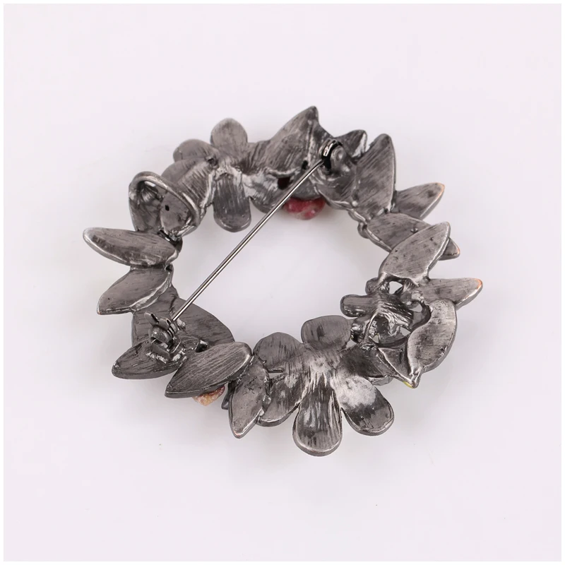 chenlege bouquet plant leaf women brooches enamel flower imitation pearl vintage brooch hijab fashion natural stone pins jewelry